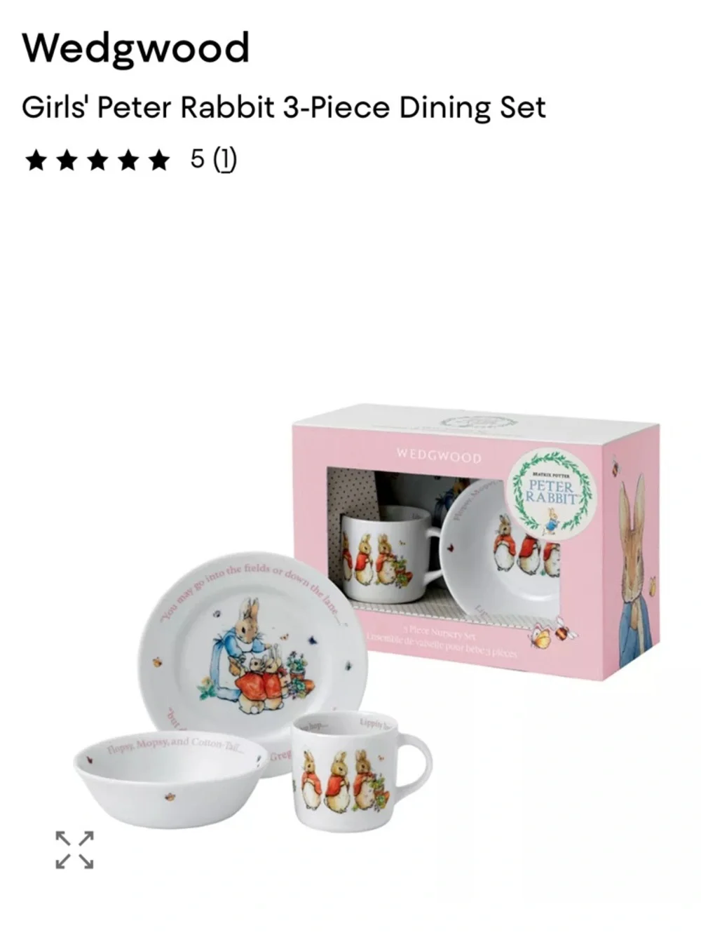 Wedgwood Peter Rabbit Nursery Set - Pink & White Box - Picture 1 of 3
